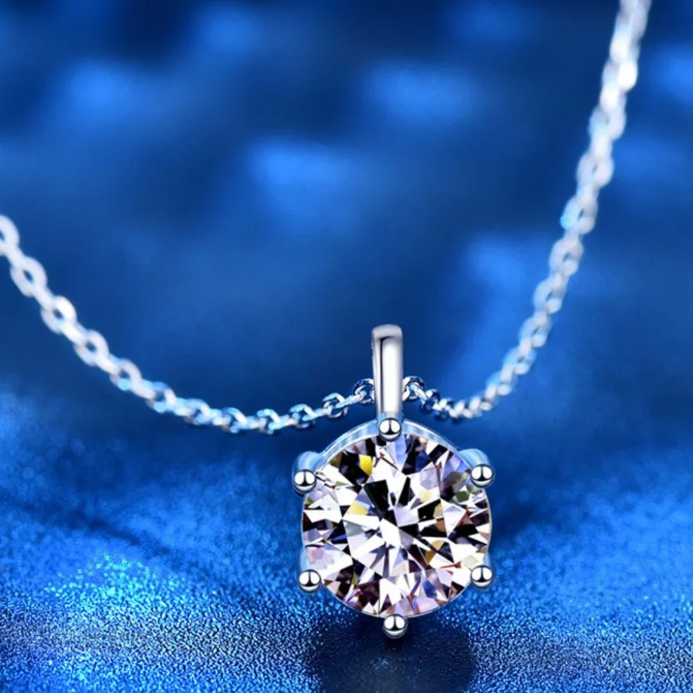 Certified 2ct. t.w. Diamond Moissanite Solitaire Necklace NEW